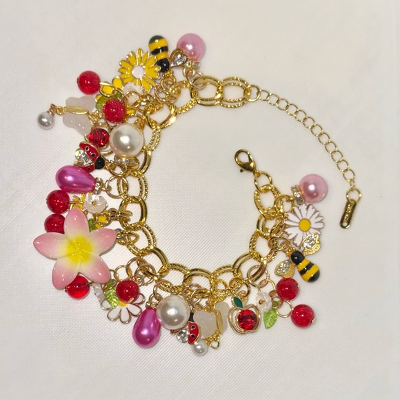 Gold and Pink Charm Bracelet - Picture 7 of 7